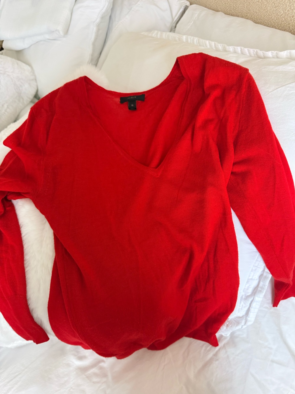 J. Crew Bright Red V-Neck Top